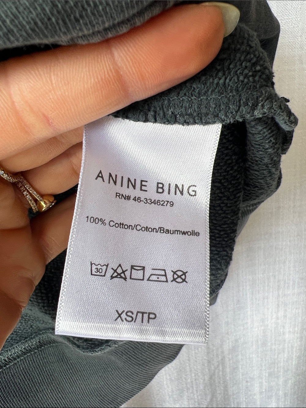 Anine Bing Charcoal Crewneck Sweatshirt with Tiger Graphic - Picture 2 of 3